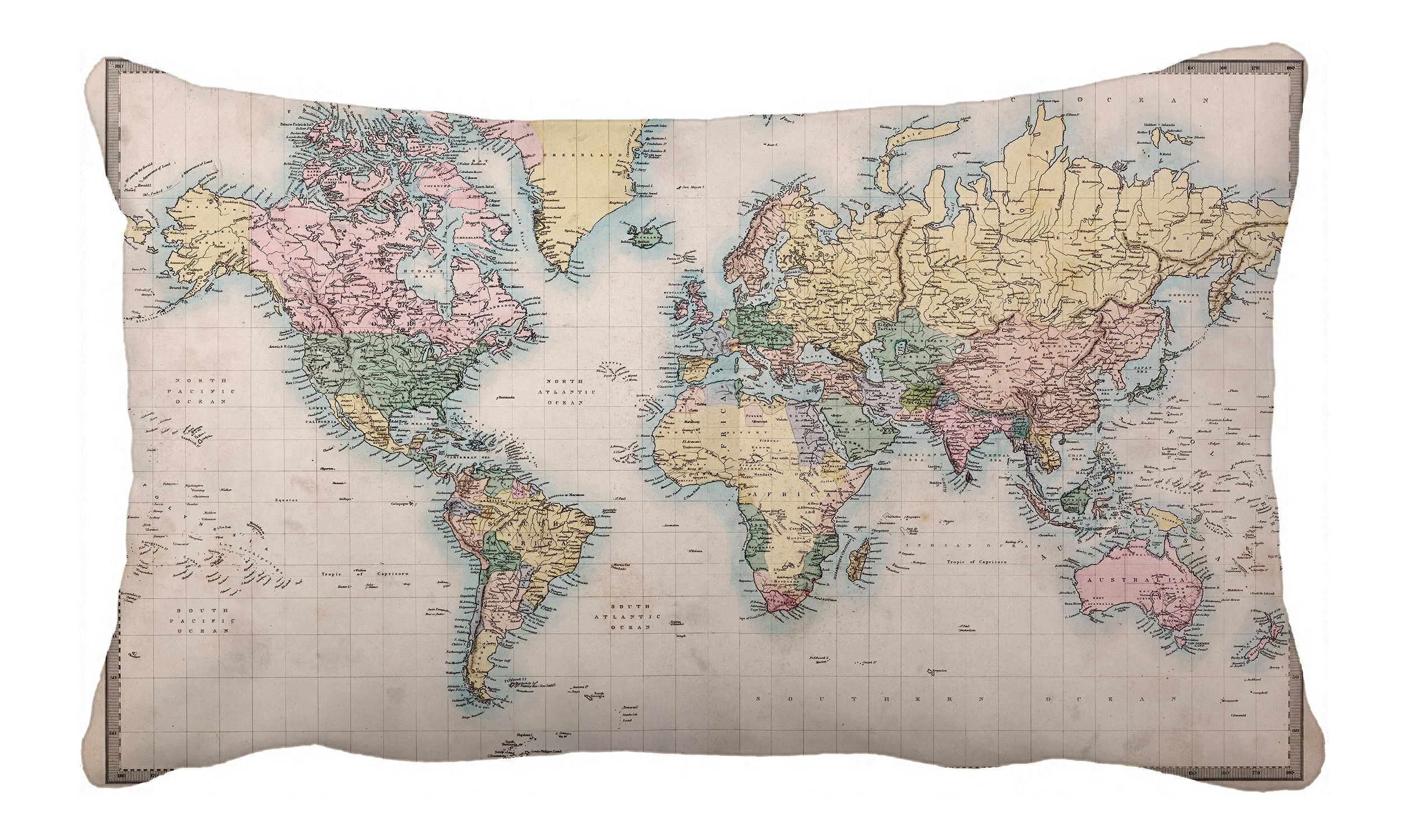 Phfzk Ancient Global Map Pillow Case Educational World Map