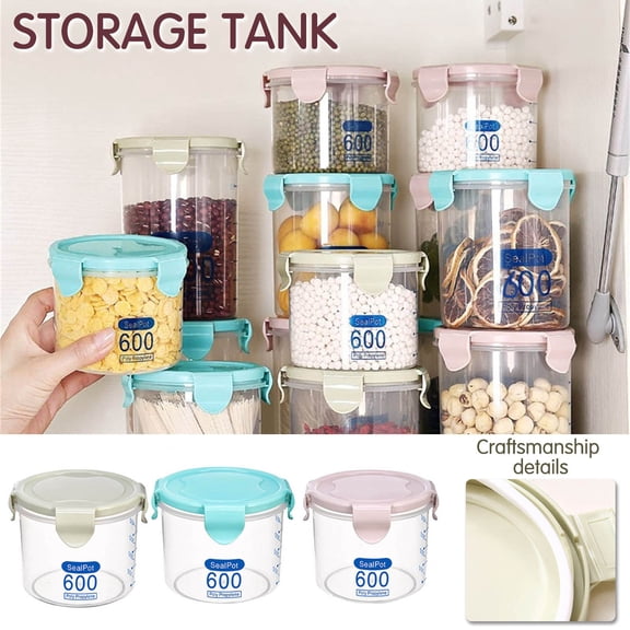 Airtight Food Storage Container with Lids Plastic Kitchen Pantry Organization Cereal Dispenser Flour Dry Food Spaghetti Pasta Beans Nut Baking Supplies Marker Green#1 3.3 In