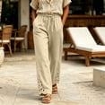 thumbnail image 5 of Oksale Lightweight Pants for Women Summer Lace Straight Leg Pants with Pockets Soft Comfy Drawstring High Waist Casual Pants Going Out Trousers 2026 Khaki S, 5 of 7