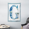 thumbnail image 1 of Letter G Tapestry, Flower Letter G Natural Elements in Blue Tones Alphabet European Culture, Wall Hanging for Bedroom Living Room Dorm Decor, 40W X 60L Inches, Blue Yellow Orange, by Ambesonne, 1 of 2