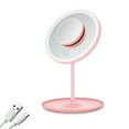 thumbnail image 1 of Vogacara Espejo de maquillaje LED Botón táctil de escritorio Espejos cosméticos Suministros para el hogar Pinceles de maquillaje y herramientas rosa tipo 2, 1 of 6