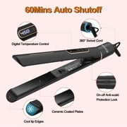 NEXPURE 1 Flat Iron, 2 in 1 Hair Straightener and Curler with Floating Plates, 5 Temp Settings Styler for All Hair Types, Black