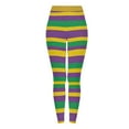 thumbnail image 4 of Vekome Womens Leggings Plus Size Mardi Gras High Waisted Yoga Pants Seamless Striped Lightweight Running Tights Multicolor L, 4 of 7