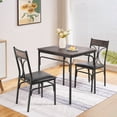 thumbnail image 3 of VECELO 3-Piece Dining Table Sets, Wooden Table & PU Cushion Chair for Kitchen Breakfast Nook, Brown, 3 of 10