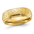 thumbnail image 1 of Ladies or Mens Plated Stainless Steel 7.5mm Etched Design Band Ring, 1 of 4