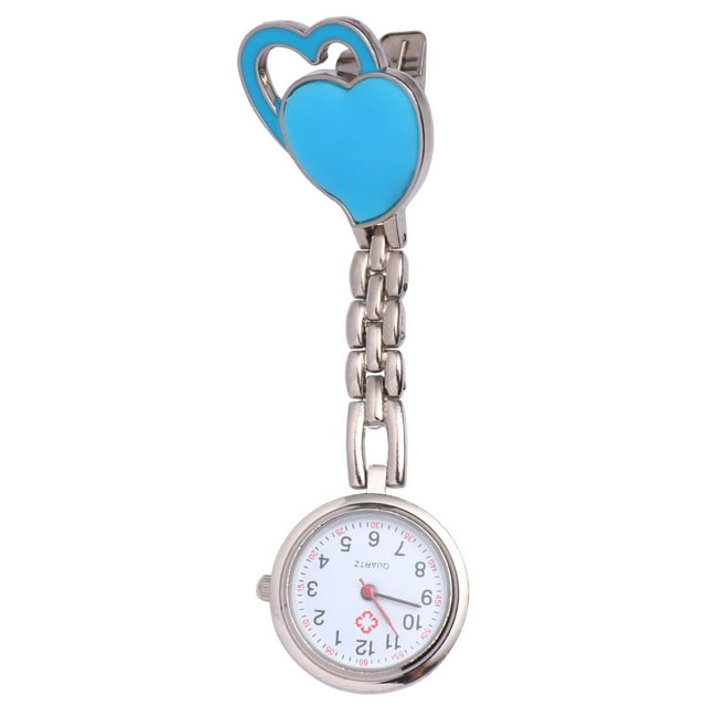 Heart Shaped Watch Waterproof Pocket Watch Fashion Creative Hanging Watch for Decor Use (Blue)