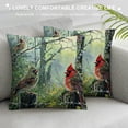 thumbnail image 3 of Animal Throw Pillow Covers Cardinal Sparrow Robin Bird with Mistletoe Holly Plant Pine Cone Decorative Home Sofa Pillow Cases Cushion Cover, 3 of 5