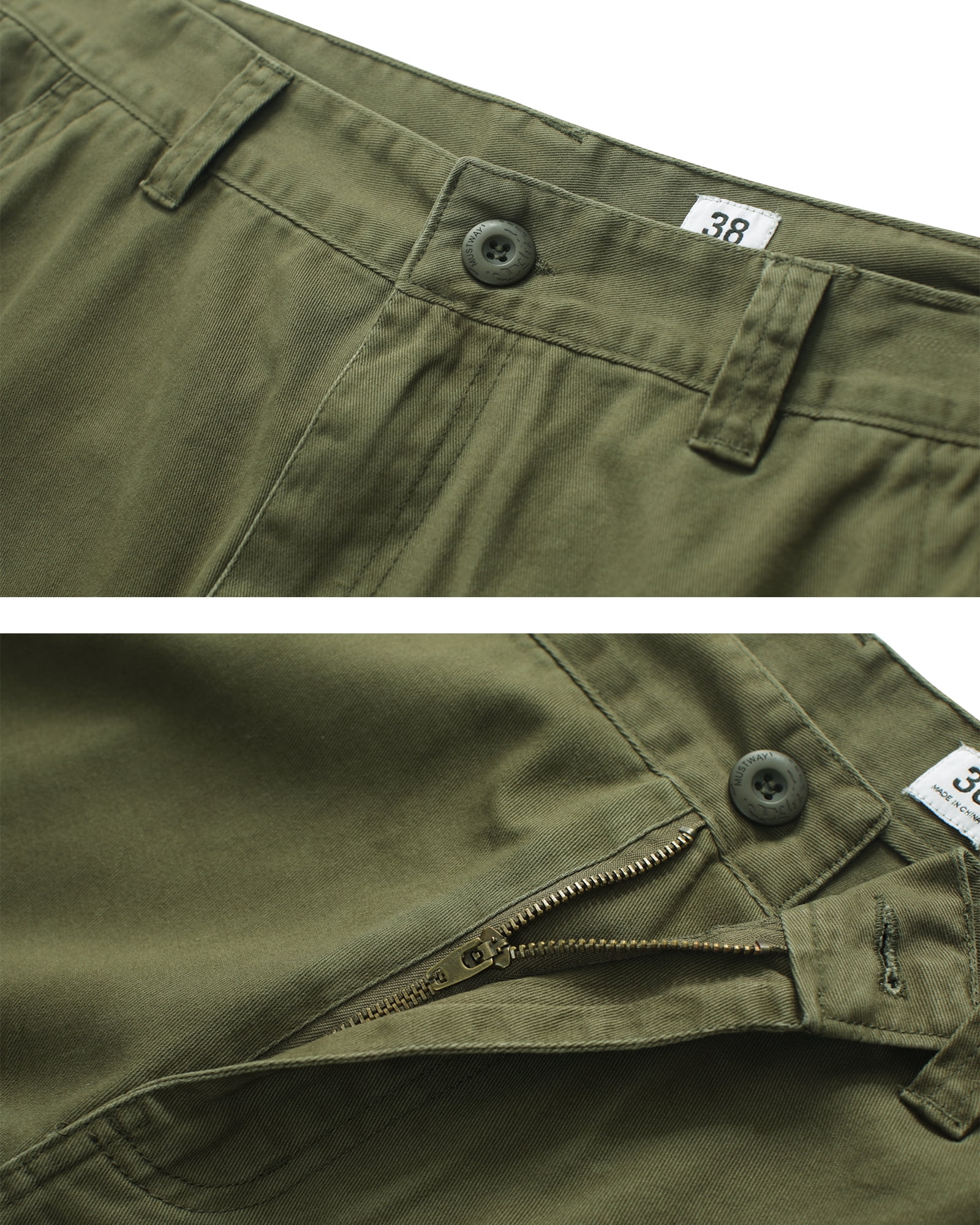 TRGPSG Men's Cargo Pants with Multi Pockets Outdoor Cotton Work Pants(No Belt),Armygreen 29