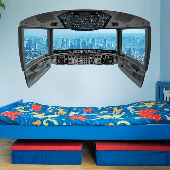 VWAQ Cockpit Wall Decal | Plane Window Tokyo Wall Mural - CP24