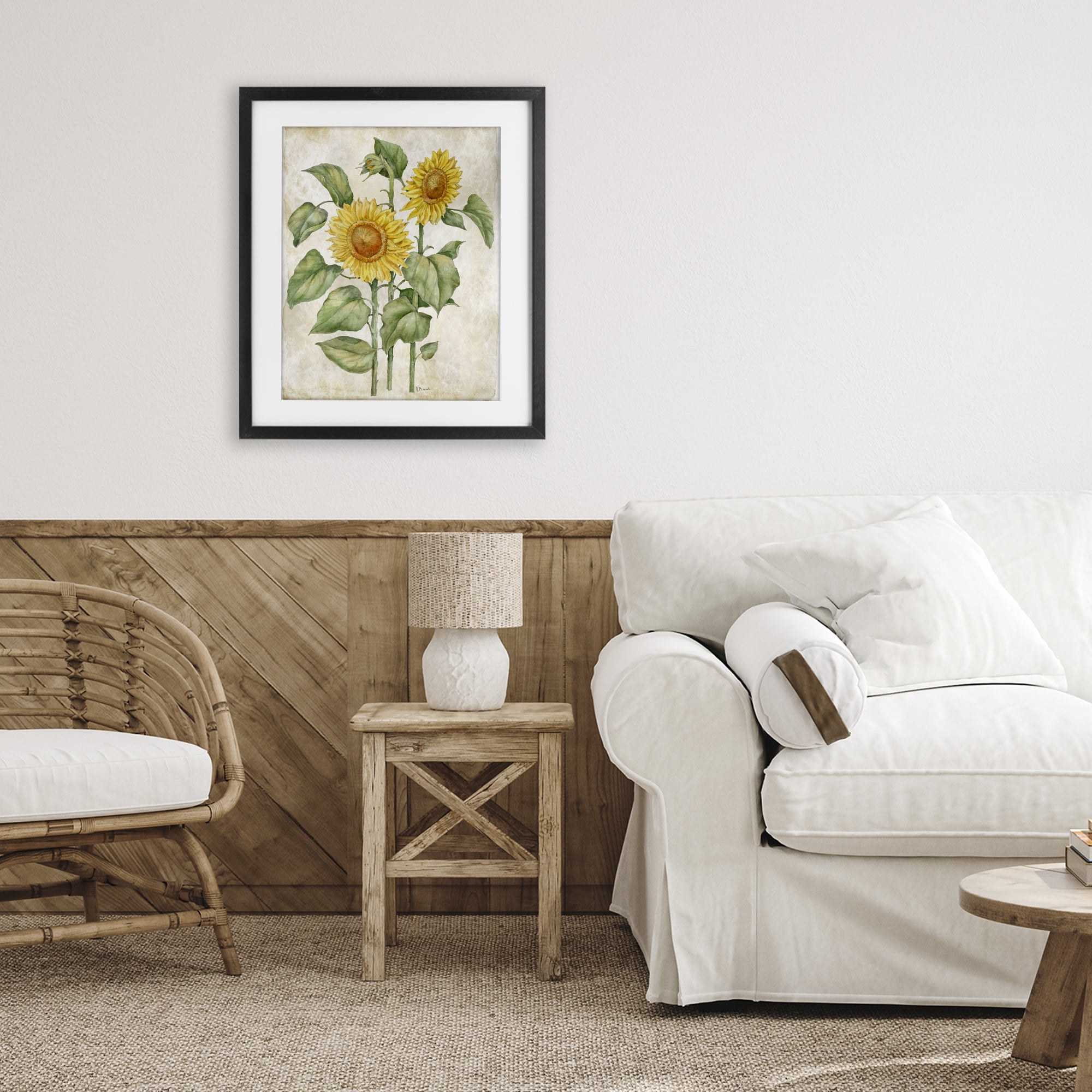 Stupell Industries Floral Journal Vintage Sunflower Black Framed Print Under Glass, design by Paul Brent