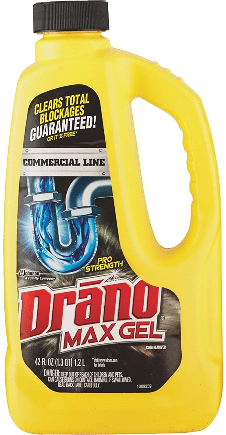 Drano Max Gel Dain Clog Remover and Cleaner for Shower or Sink Drains,  Unclogs and Removes Hair, Soap Scum, Bloackages, Commercial Line, 42 oz -  