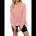thumbnail image 2 of Sudadera Informal de Cuello Redondo para Mujer, Holgada, Suave y de Larga Rosa XL, 2 of 10