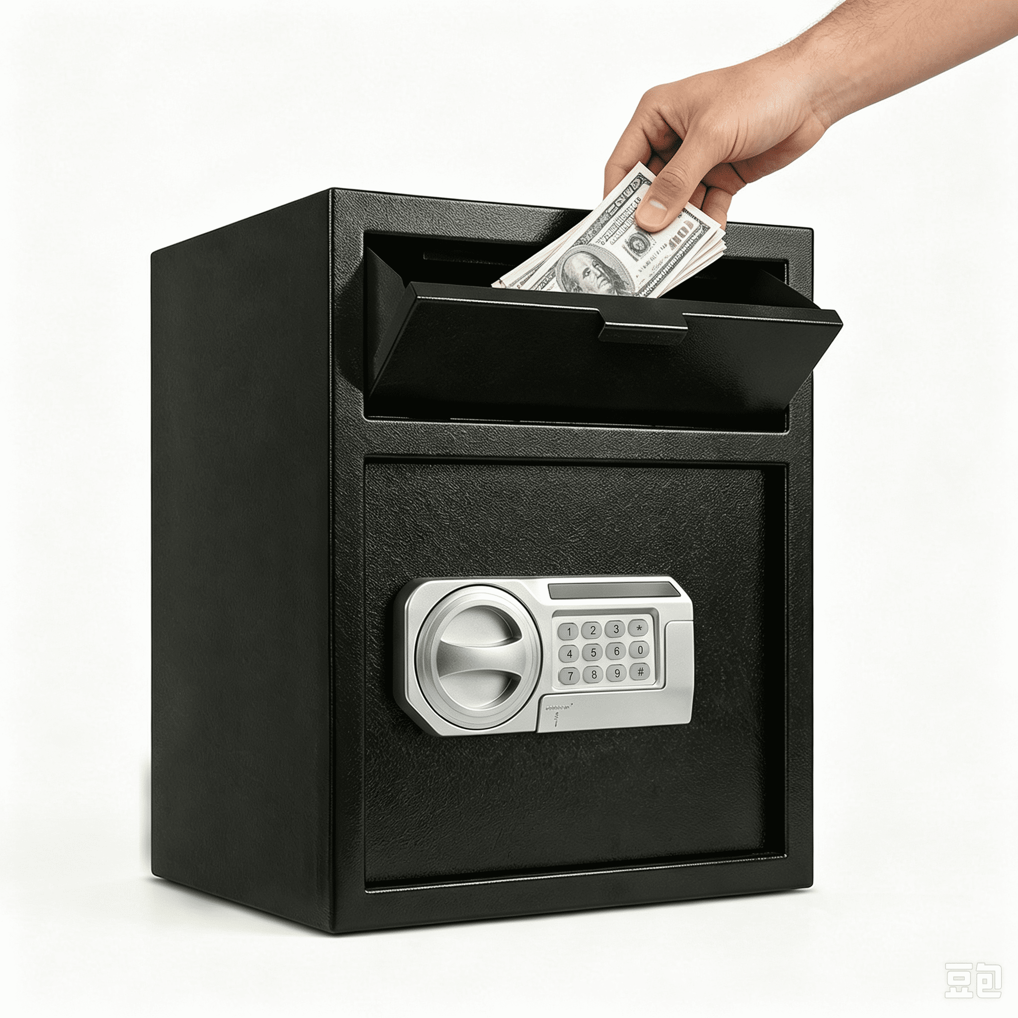 Commercial Safe with Drop Slot for Cash Deposits, Multi-Scene Safe for Office, Household & Commercial Use, with Password Lock, Emergency Override Keys and Intelligent Anti-Theft Alarm System
