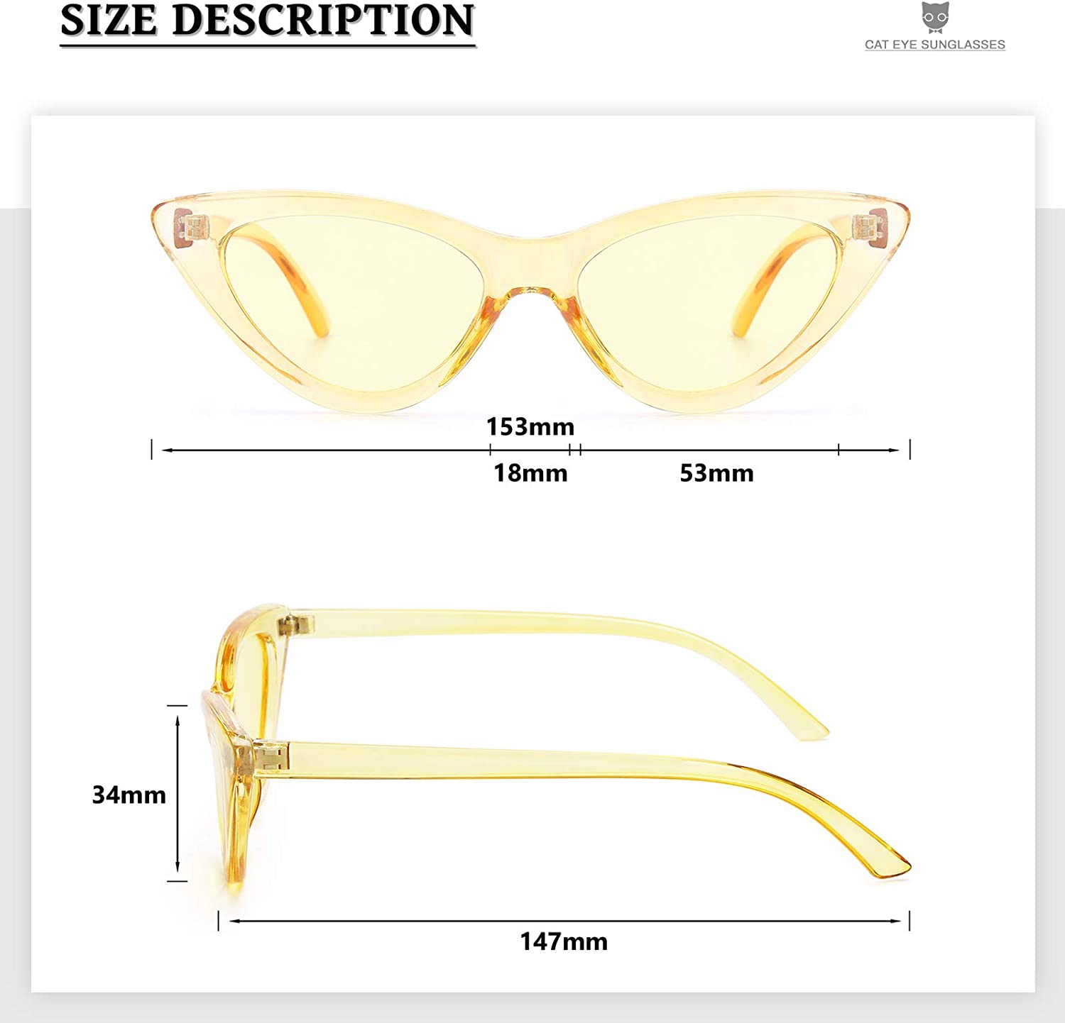 Retro Vintage Narrow Cat Eye Sunglasses,Women Trendy Cateye Sunglasses - image 3 of 5