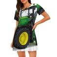 thumbnail image 1 of Fotbe big farm tractor Bata de Dormir para Mujer con Estampado, Camisón de Algodón de Manga Corta, Ropa de Dormir Casual, 1 of 6