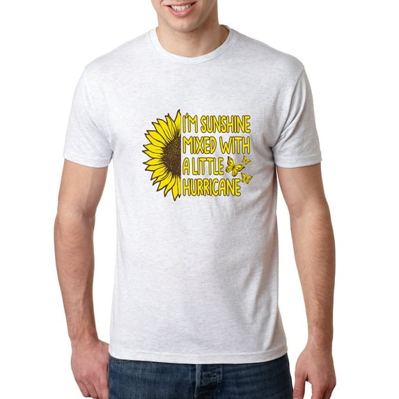 Wild Bobby, I'm Sunshine Mixed With A Little Hurricane , Inspirational/Christian, Men Premium Tri Blend Tee, Heather White, Large