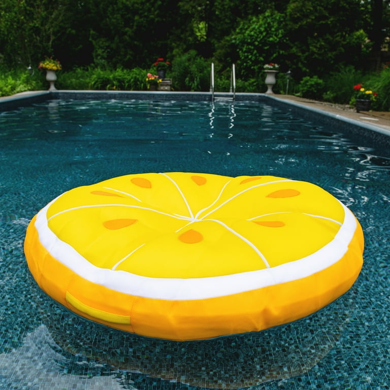 Big Joe Fruit Slice Float No Inflation Needed Pool Lounger Lemon Mesh Quick Draining Fabric 4 feet Big