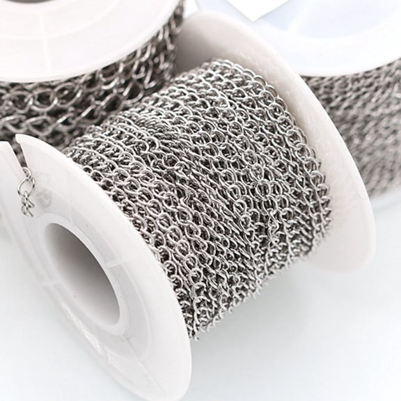 OATIPHO 1Set Plated Silver Stainless Steel Rings Chain with Lobster Clasp for Crafting Jewelry