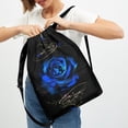 thumbnail image 3 of Xoenoiee Blue Rose Print Drawstring Backpack for Men Women, Waterproof Gym Bag Sackpack Sports Bag Draw String Backpacks for Cycling Basketball Soccer Yoga, 3 of 8