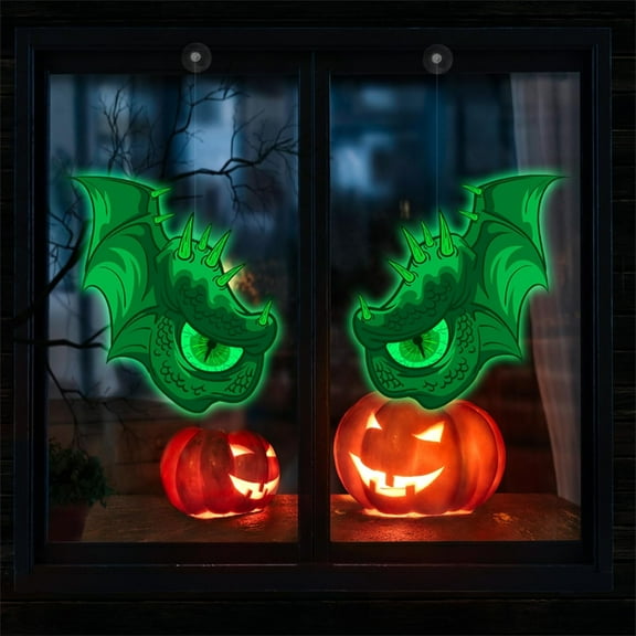 Halloween Hanging Spooky Eyes Decoration, Luminous Halloween Sticker, 1 Pair Realistic Scary Dragon's Eyes for Yard Sign Lawn Window Outdoor Indoor,Glow in The Dark Peeping Eyes Window Decor (Small)
