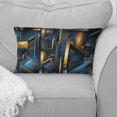 thumbnail image 1 of Designart "Futuristic Geometric Fusion In Blue And Gold" Geometric Throw Pillow - Modern Pillow For Couch - Insert And Pillows Covers For Bedroom Decor, 1 of 5