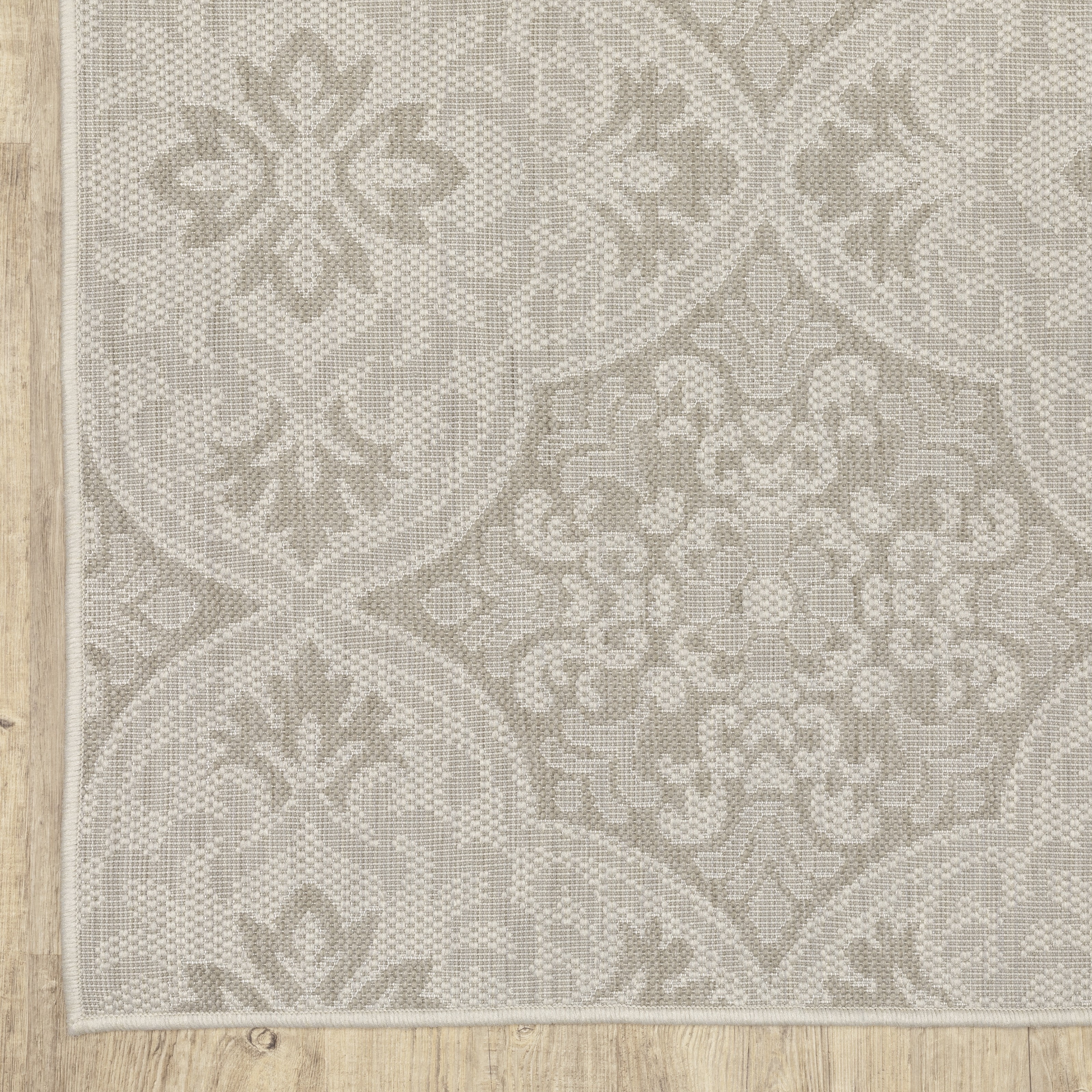 Avalon Home 2' x 7' Ivory and Gray Floral Outdoor Rug
