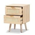 thumbnail image 3 of Baxton Studio Baird Light Oak Brown Wood and Rattan 2-Drawer End Table, 3 of 9
