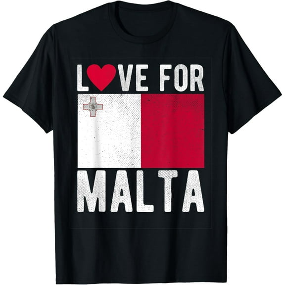 Love for Malta T-ShirtMen's and women's gift, black and white T-shirt, size: Extra large S-4XL