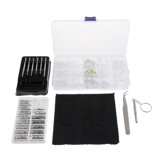 Kit de herramientas de reparación de tornillos de gafas de material acero inoxidable de 1500 piezas con almohadilla para la Hugo reparación de tornillos de gafas