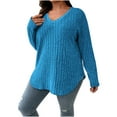 thumbnail image 5 of DAFPZW Women Pullover Tunic Tops Plus Size Casual Knit V Neck Lightweight Long Sleeve Sweaters, 5 of 7