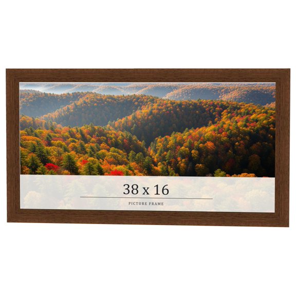 38x16 Brown Real Wood Picture Frame Width 1.25 inches | Interior Frame Depth 0.5 inches | Galvin