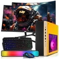 thumbnail image 1 of Restored HP Half Light Desktop Computer PC Lambo AMD A10-9700, 16GB RAM, 1TB SSD, Dual 24 Inch Curved Monitor, RGB KBM with AI Copilot, WiFi, RGB Soundbar, Webcam, Windows&nbsp;11 (Refurbished), 1 of 8