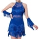 thumbnail image 1 of Vestido de baile con flecos y borlas para mujer, moda para fiesta temática, espectáculo, Festival Azul XL, 1 of 8