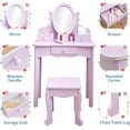 thumbnail image 3 of Zzistar Coiffeuse pour Enfants avec Miroir à Angle Ajustable, Ensemble de Coiffeuse et Chaise pour Jeu d'Imitation pour Filles avec Miroir, Tabouret et Trousse de Maquillage en Bois, 3 of 5