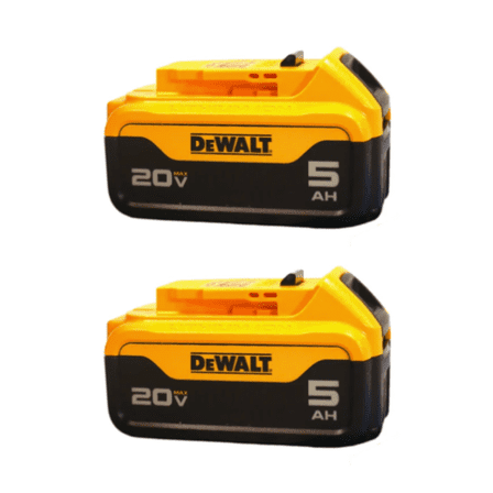 DEWALT 20V MAX 5.0Ah Lithium-Ion Battery Pack 2-Pack (DCB205-2) – Extended Runtime, Lightweight Design, LED Fuel Gauge