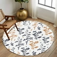 thumbnail image 2 of Round Area Rug 5 Ft, Grey Orange Botanical Washable Non-Slip Circle Carpet for Living Room/Bedroom, Watercolor Spring Floral Summer Leaf Low-Profile Runner Mats Collection Rugs for Indoor, 2 of 8