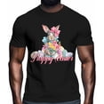 thumbnail image 2 of Camisetas para hombre, camiseta de algodón con cuello redondo, diseño de conejo de Pascua y huevo colorido, manga corta, flores de primavera., 2 of 8