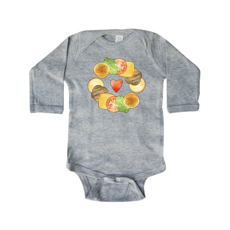 

Inktastic I Love Burgers Summer Burger Fixings and Heart Gift Baby Boy or Baby Girl Long Sleeve Bodysuit