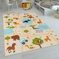 thumbnail image 5 of Kids Rug Non-Slip Play Mat with Wild Animals in Beige, 5 of 5