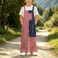 thumbnail image 4 of CAIXIA American Flag Overalls 4th Of July Outfits For Girls Boys 250th Anniversary Patriotic Romper With Pocket, 4 of 6