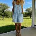 thumbnail image 3 of Joernso Denim Bib Overall Shorts for Women Button Front Wide Leg Loose Jean Shorts Jumpsuit Adjustable Straps Baggy Summer Rompers, 3 of 8