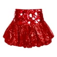 thumbnail image 4 of Raenseen Jupe Mini à Paillettes Y2K pour Femmes, Paillettes Brillantes, Taille Haute, Concert Festival Rave Rouge G, 4 of 4