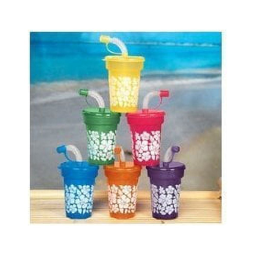 Hibiscus Print Mini Sipper Cups - Party Supplies - 12 Pieces