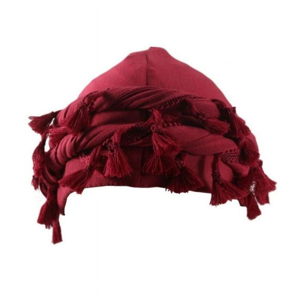 BLSCODE Turban For Men, Vintage Twist Head Wraps Durag With Tassel, Hair Wrap Burgundy