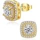 thumbnail image 2 of 18k Gold Nugget Earrings for Men Cubic Zirconia Square Earrings for Men Women Hypoallergenic Jewelry, 2 of 5