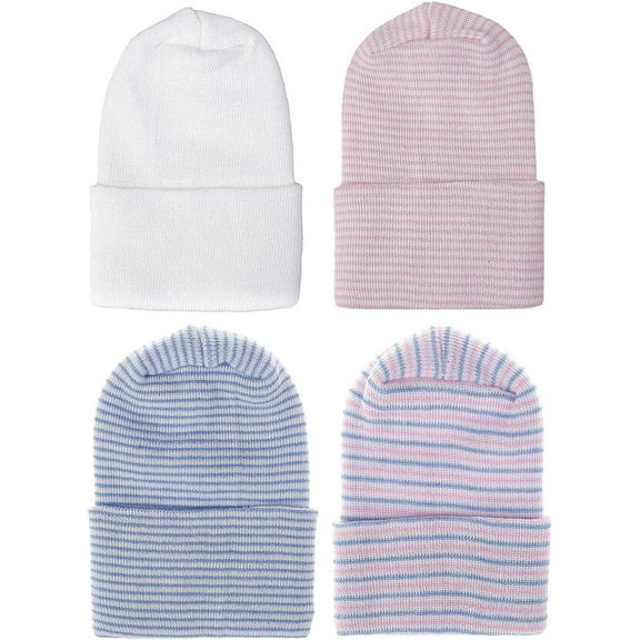 4 Pack Newborn Hospital Hat Infant Baby Hat (0-3 Months)