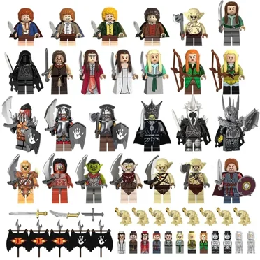 26 PCS The Lord of the Rings Minifigures, Medieval Orcs Hobbits Action Figures Building Blocks Assemble Toys, for Kids Christmas Birthday Gift Collectible