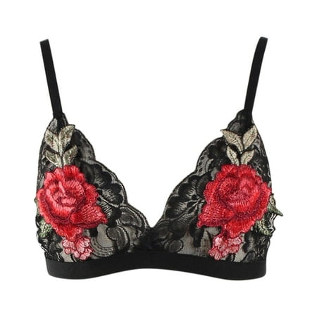 

nsendm Lace Bralette For Women Camisoles Crop Top Lace Bralettes For Women Bralette Lace Bandeau Embroidery Top Women Running Vest Black X-Large