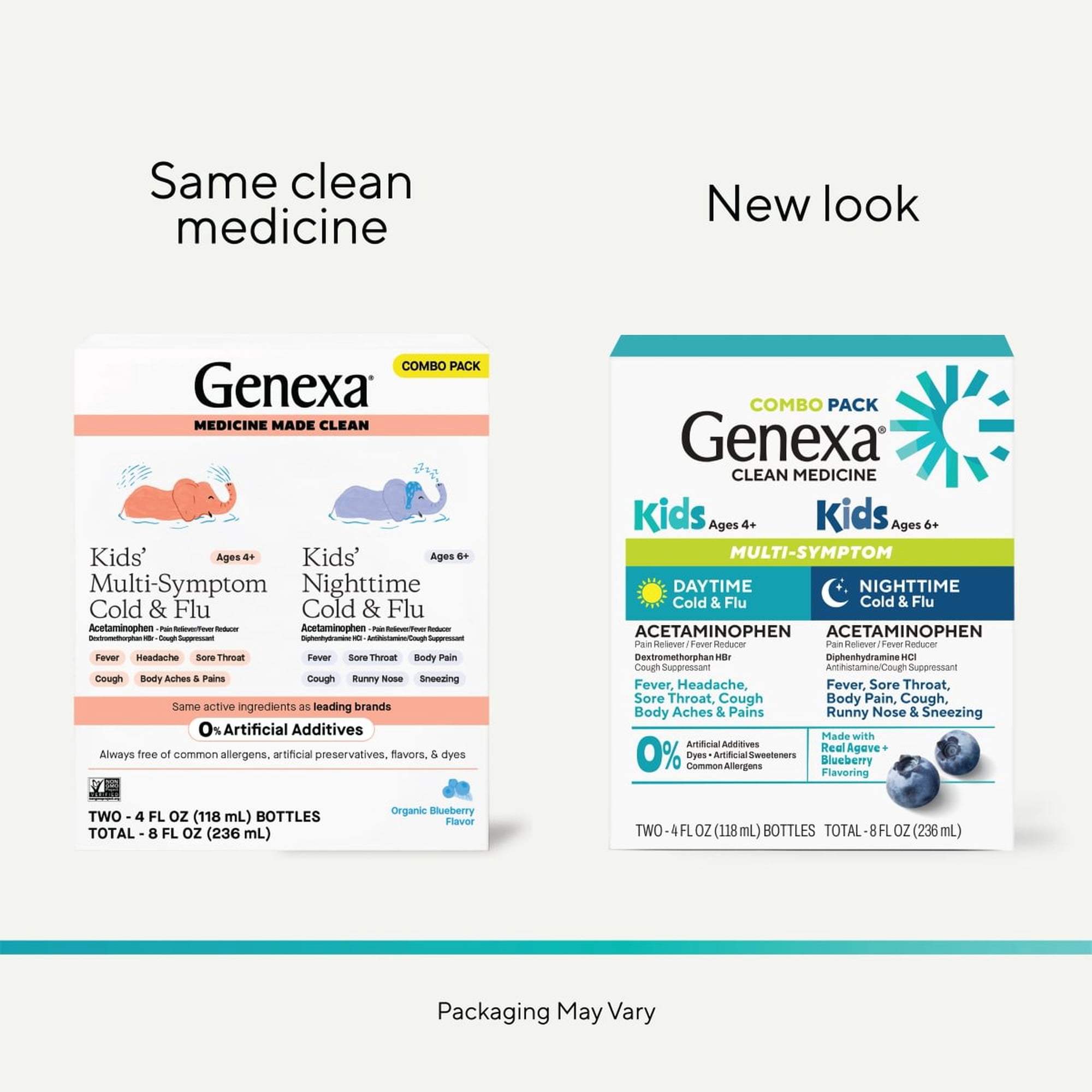 Genexa Kids Day + Night Cough & Fever Medicine Made Clean, 4 fl oz, 2 Pack
