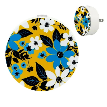 

YZUOUZY Night Lights Plug into Wall LED Lamp Bedroom Lamps Set of 2 Bright Summer Blooming Floral Pattern